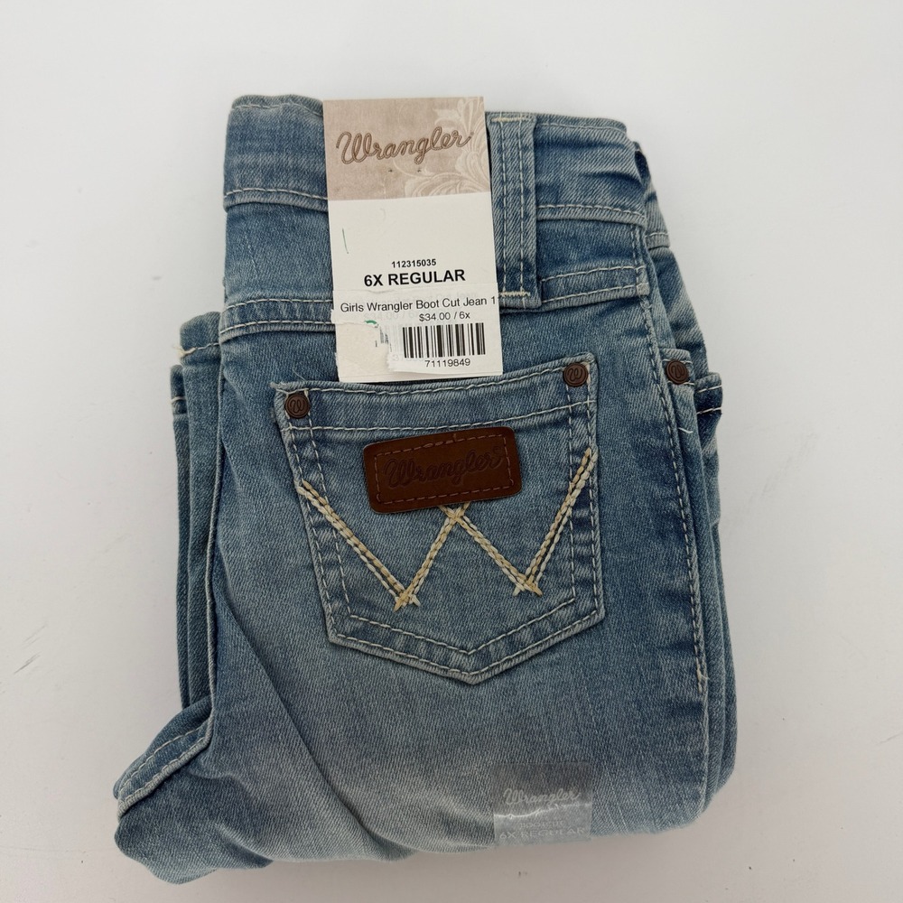 Wrangler Girls Boot Cut Jeans Light Wash Denim 6X Regular 112315035